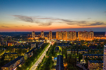 Cities, Architecture, Building, Lights, Road, Night City HD wallpaper