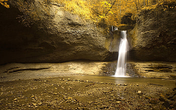 Nature, Stones, Sand, Waterfall, Forest HD wallpaper