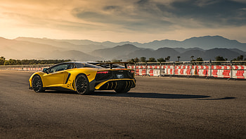 Lamborghini Aventador SVJ, yellow, rear view, 2019 HD wallpaper