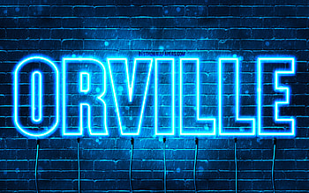 Happy Birtay Orville, , blue neon lights, Orville name, creative, Orville Happy Birtay, Orville Birtay, popular french male names, with Orville name, Orville HD wallpaper