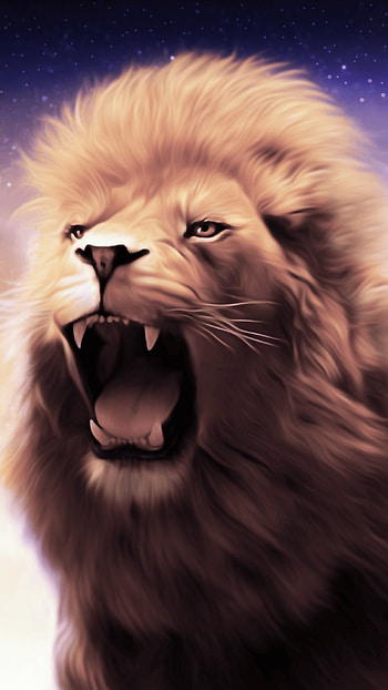Danger Lion, Lion Roar, Animal Art HD phone wallpaper