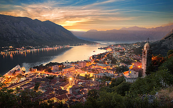 Montenegro city, Kotor at night HD wallpaper