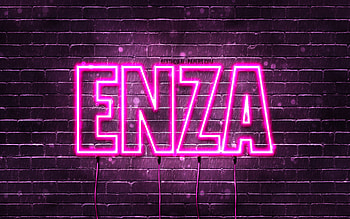 Enza, , with names, female names, Enza name, purple neon lights, Enza Birtay, Happy Birtay Enza, popular italian female names, with Enza name HD wallpaper