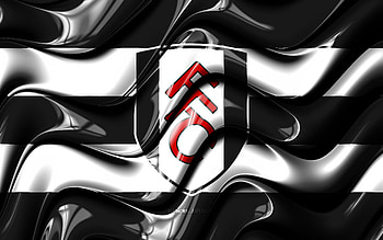 Fulham FC flag, , black and white 3D waves, EFL Championship, english football club, football, Fulham logo, Fulham FC, soccer, FC Fulham HD wallpaper