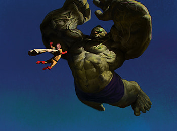 Saitama Vs Hulk, one-punch-man, anime, hulk, artist, digital-art, artwork, deviantart HD wallpaper