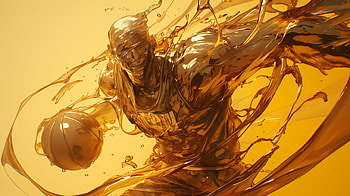 Dynamic NBA Basketball Action, NBA, basketball, athlete, sculpture, golden HD wallpaper
