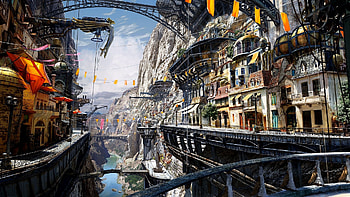 Steampunk Houses, Abstract, House, Steampunk, Fantasy HD wallpaper