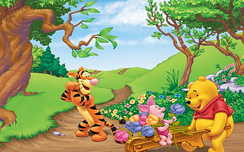 Piglet, Animation, Winnie-the-Pooh, Spring backgrounds HD wallpaper