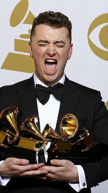 Sam Smith, Grammys success, Record-breaking artist, Musical achievement HD phone wallpaper