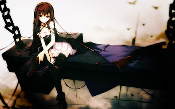caged, chain, girl, anime, red HD wallpaper