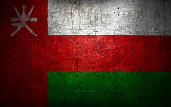 Omani metal flag, grunge art, asian countries, Day of Oman, national symbols, Oman flag, metal flags, Flag of Oman, Asia, Omani flag, Oman HD wallpaper