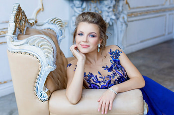 blue dream dress, blue, women, girl, princess HD wallpaper