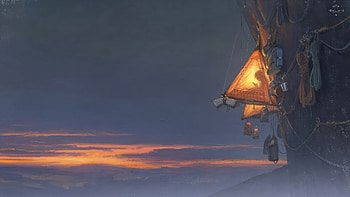 Girl Camping On Top Of Mountain, artist, artwork, digital-art, artstation HD wallpaper