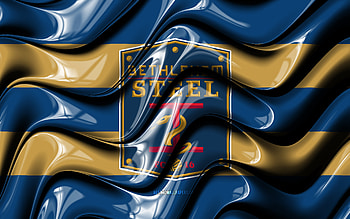 Bethlehem FC flag, , blue and brown 3D waves, USL, american soccer team, Bethlehem FC logo, football, soccer, Bethlehem FC HD wallpaper