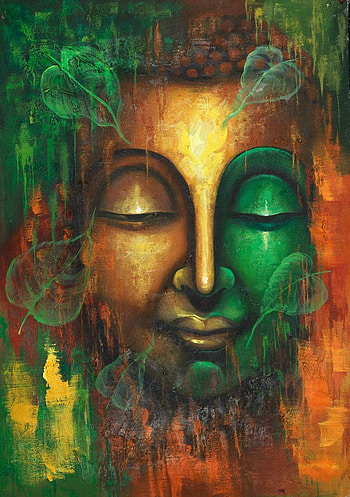 buddha with leaves, peaceful buddha, calm buddha, spa paintings, Calm Peaceful Buddha with Floating Leaves, FR_. Buddha painting canvas, Buddha painting, Buddha art HD phone wallpaper