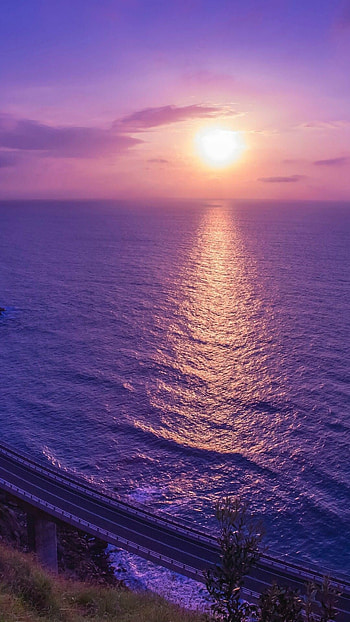 Purple sunset, Nature sunset, Colourful sky, Tranquil scene HD phone wallpaper