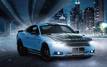 Ford Mustang Skyblue On Streets , ford-mustang, ford, cars HD wallpaper