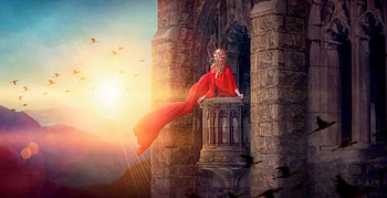 lady, abstract, fantasy, red HD wallpaper