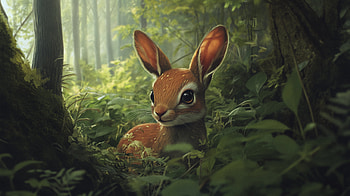 Cute Woodland Creature, cute, woodland creature, rabbit, forest, nature HD wallpaper