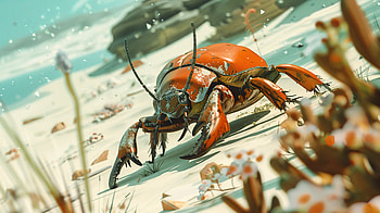 Bugcore Bliss: A Stunning Ultra Experience, crab, ocean, illustration, nature HD wallpaper