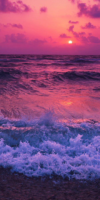Seascape travels, Sun's descent, Captivating colors, Stunning vista HD phone wallpaper