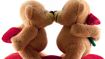 Bears Kissing, valentine-day, celebrations, heart, love, bear, cute HD wallpaper