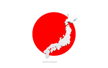 Japan map silhouette, Flag of Japan, silhouette on the flag, Japan, 3d Japan map silhouette, Japan flag, Japan 3d map HD wallpaper