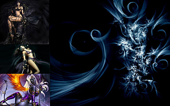 fantasy wings, wings, fire, dark HD wallpaper