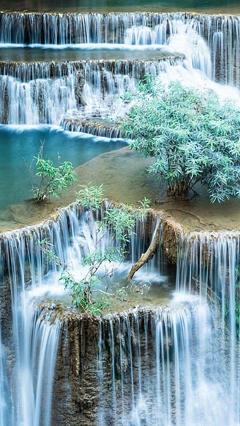 Mesmerizing waterfall, Tranquil oasis, Serene ambiance, Natural artistry HD phone wallpaper