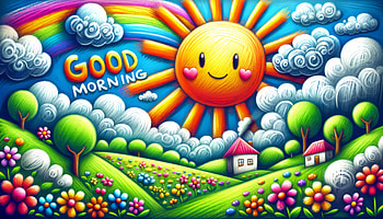 Colorful Good Morning Sunshine, good morning, sunshine, landscape, colorful, flower HD wallpaper