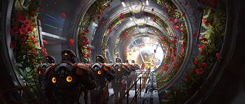 Emperor Spaceship, Sci Fi, Royalty, futuristic, corridor, flower HD wallpaper
