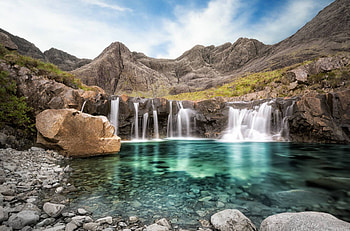 waterfalls, fun, nature, mountains, lake HD wallpaper