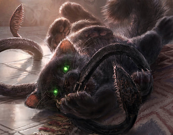 Displacer kitten, halloween, campbell white, black, pisici, fantasy, art, cat, creature HD wallpaper