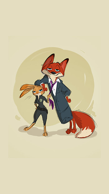 Zootopia cute animal art, Disney illustration, Nick and Judy HD phone wallpaper