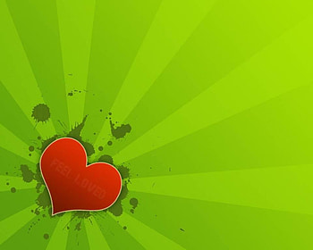 Feel Love, abstract, green, red, heart HD wallpaper
