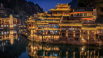 Asia tourism, Hunan fenghuang, Chinese architecture, Ancient buildings HD wallpaper