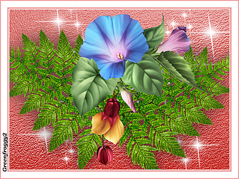 FLOWERS WITH FERNS, ART, FLOWERS, FERNS, ABSTRACT HD wallpaper