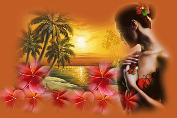 Painful Waiting.....!, model, palm, trees, flowers, girl, colleges, sunset HD wallpaper