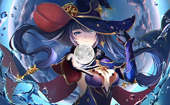 Anime, girl, hat, witch HD wallpaper
