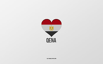 I Love Qena, Egyptian cities, Day of Qena, gray background, Qena, Egypt, Egyptian flag heart, favorite cities, Love Qena HD wallpaper