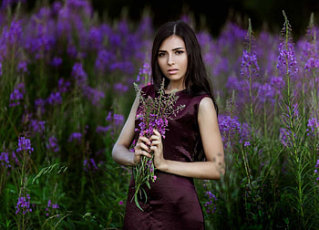 Purple Beauty, lady, model, beauty, Purple HD wallpaper