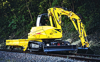 Mecalac 136MRail, railway, 2021 tractors, Rail-Road Excavators, construction machinery, special equipment, construction equipment, Mecalac HD wallpaper