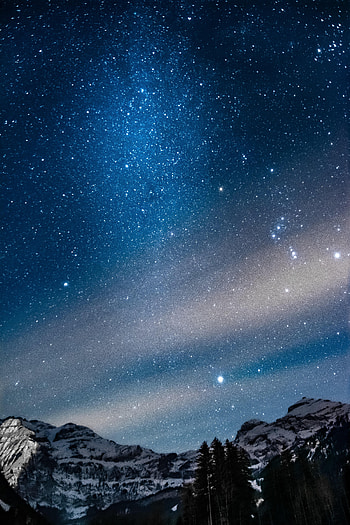 Mountains, Stars, Night, Dark, Starry Sky HD phone wallpaper