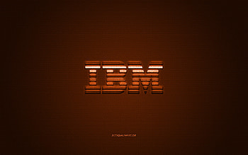 IBM logo, orange carbon texture, IBM emblem, IBM orange logo, IBM, orange background HD wallpaper