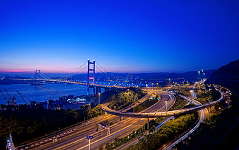Bridges in Hong Kong, bridge, road, water, hong kong HD wallpaper