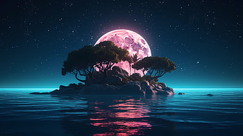 The Moon Island, moon, artist, artwork, digital-art HD wallpaper