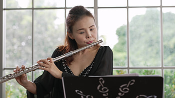 Musician playing flute, Captivating portrait, Harmonious performance, Artistic expression HD wallpaper