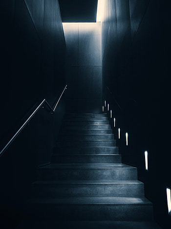 Dark, Backlight, Illumination, Stairs, Ladder, Premises, Room, Lighting HD phone wallpaper
