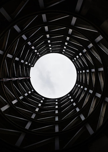 Sky, Building, Miscellanea, Miscellaneous, Construction, Design, Bw, Chb, Circle HD phone wallpaper
