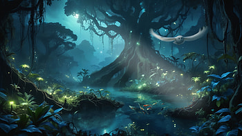 Night Time Jungle, night, owl, jungle, moonlight HD wallpaper